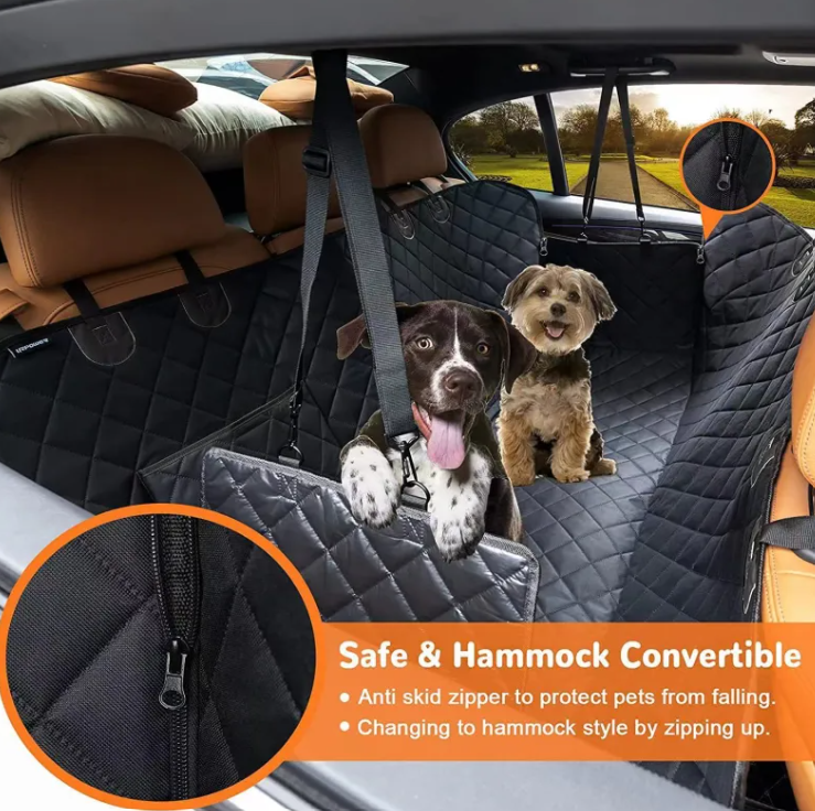 Waterproof Pet Car Seat Cover – 54x58in, Non-Slip, with Storage Pocket