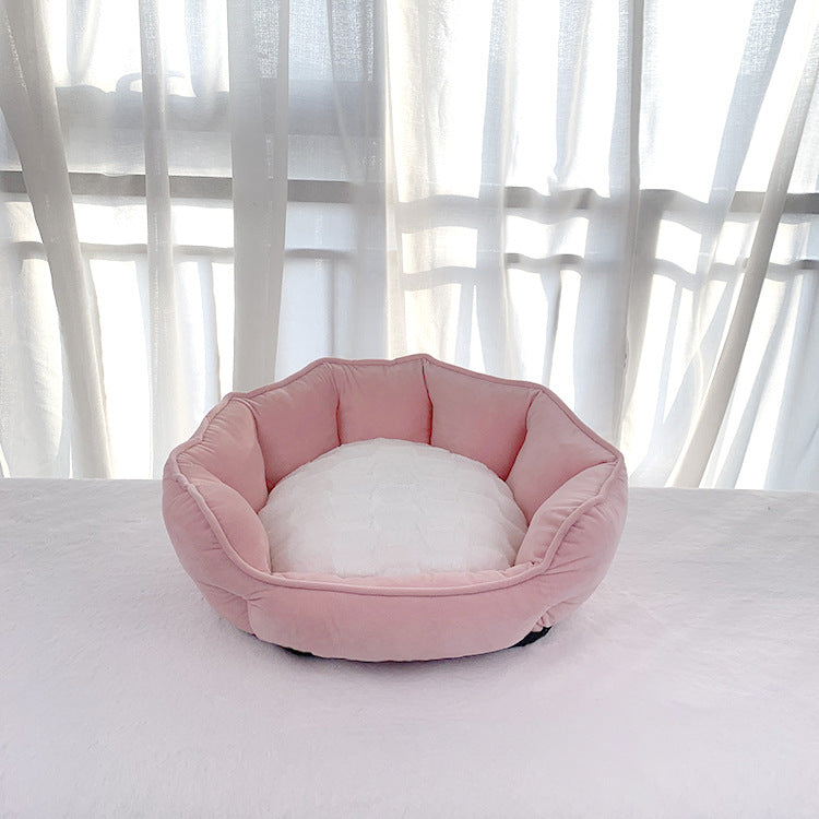 Thickened Plush Shell Pet Bed – Cozy Cave, 55x49x22cm, Dogs & Cats