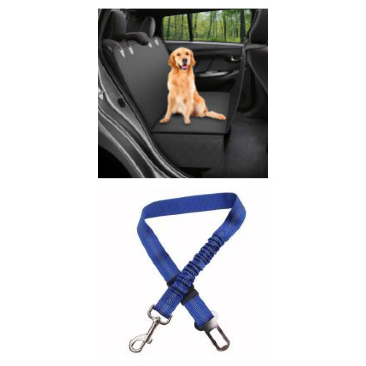 Dog Car Seat Cover Hammock with Mesh Window & Side Pockets