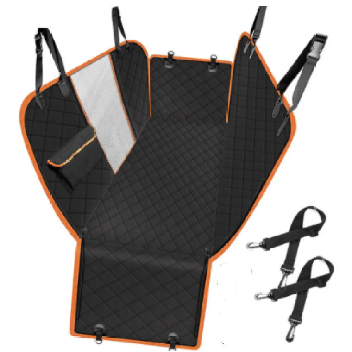 Dog Car Seat Cover Hammock with Mesh Window & Side Pockets