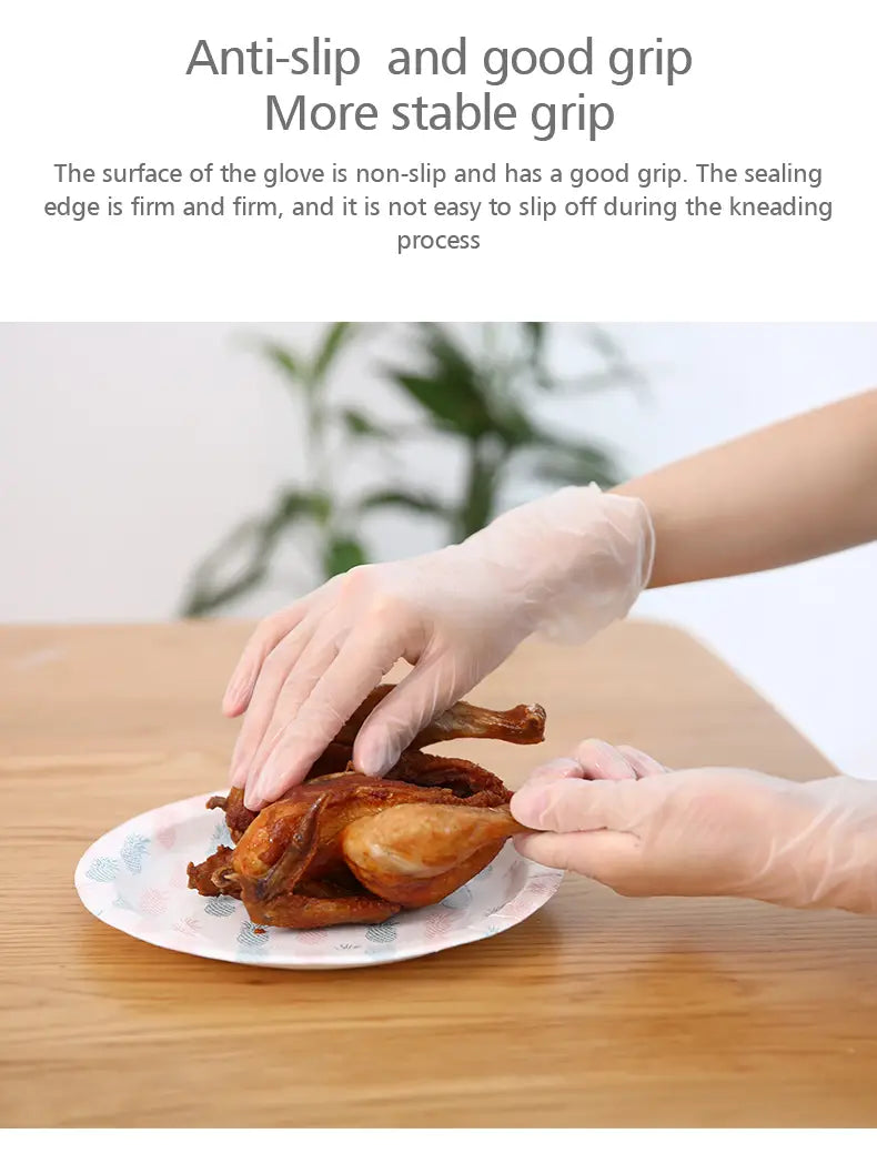 FaSoLa 100pcs Disposable PVC Gloves for Food & Kitchen
