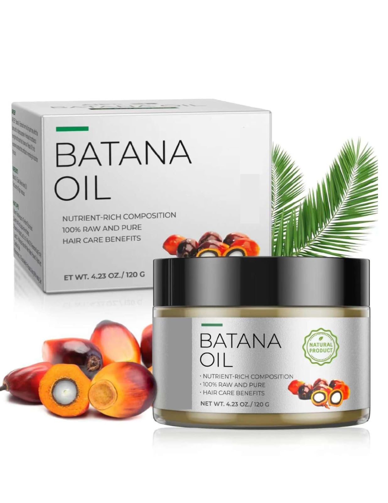 Dr. Sebi Raw Batana Oil from Honduras Unrefined Organic and Natural Ingredients Promotes Hair Growth and Thickness for Men & Women Hair Treatment for Hair Loss Frizzy Dry (Medium (4.23 Oz))