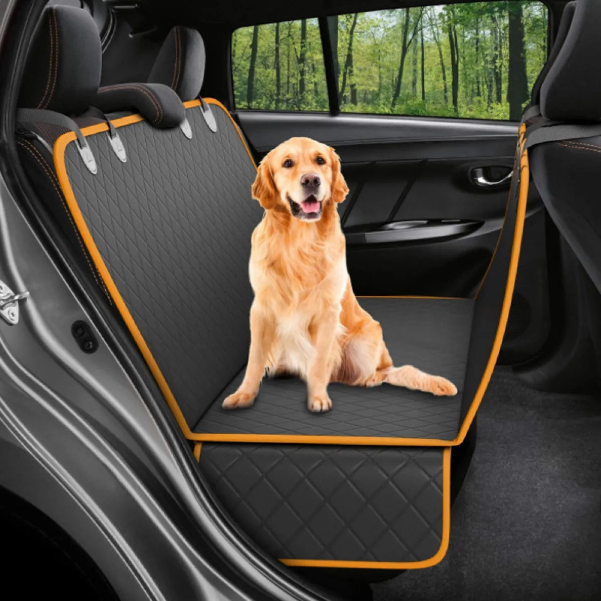 Dog Car Seat Cover Hammock with Mesh Window & Side Pockets