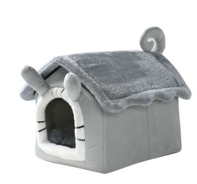 Plush Pet Nest Bed – Cozy Coral Fleece Cave Bed for Cats & Small Dogs