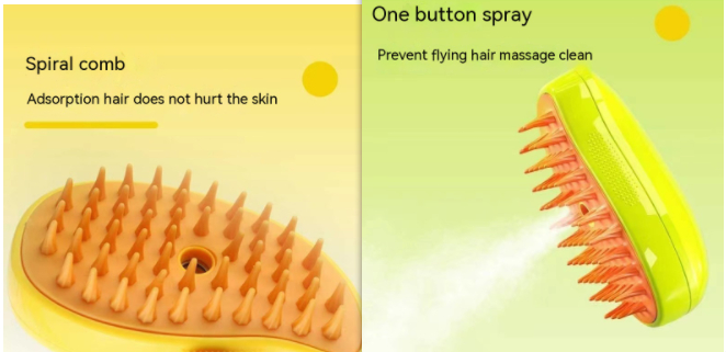Pet Massage Grooming Comb — Soft Bristle Brush for Dogs & Cats, 2 Colors