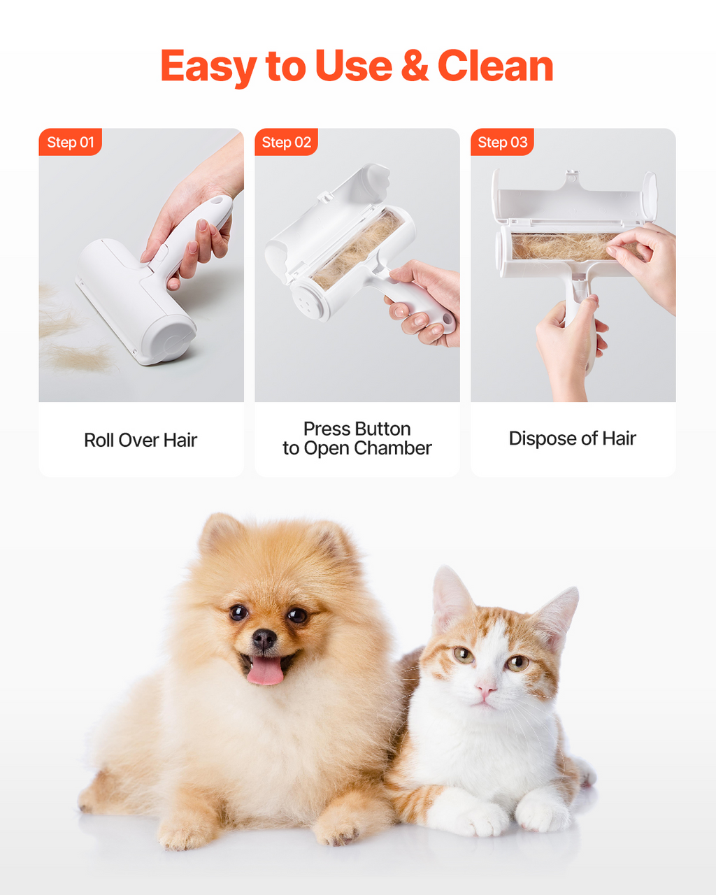 Reusable Pet Hair Remover Roller – Dual-Sided Lint & Fur Roller for Furniture, Clothing & Car Interiors