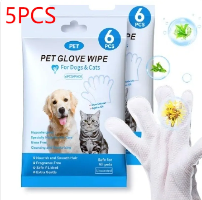 Pet Cleaning Gloves & Wipes — Disposable Grooming Essentials for Dogs & Cats (9 Types)