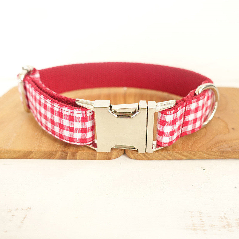 MUTTCO Pet Bowtie Collar and Leash Set (Plaid)