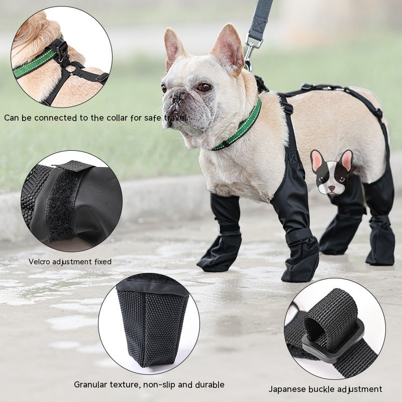 Non-Slip Waterproof Dog Shoes — Anti-Slip Soles, Adjustable Buckle, Sizes S–XXL (Set of 4)