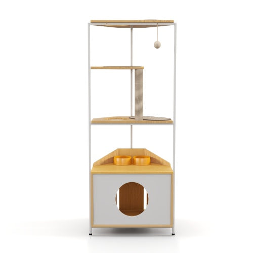 Cat Apartment with Feeding Station & Climbing Platform – Indoor Cat Furniture