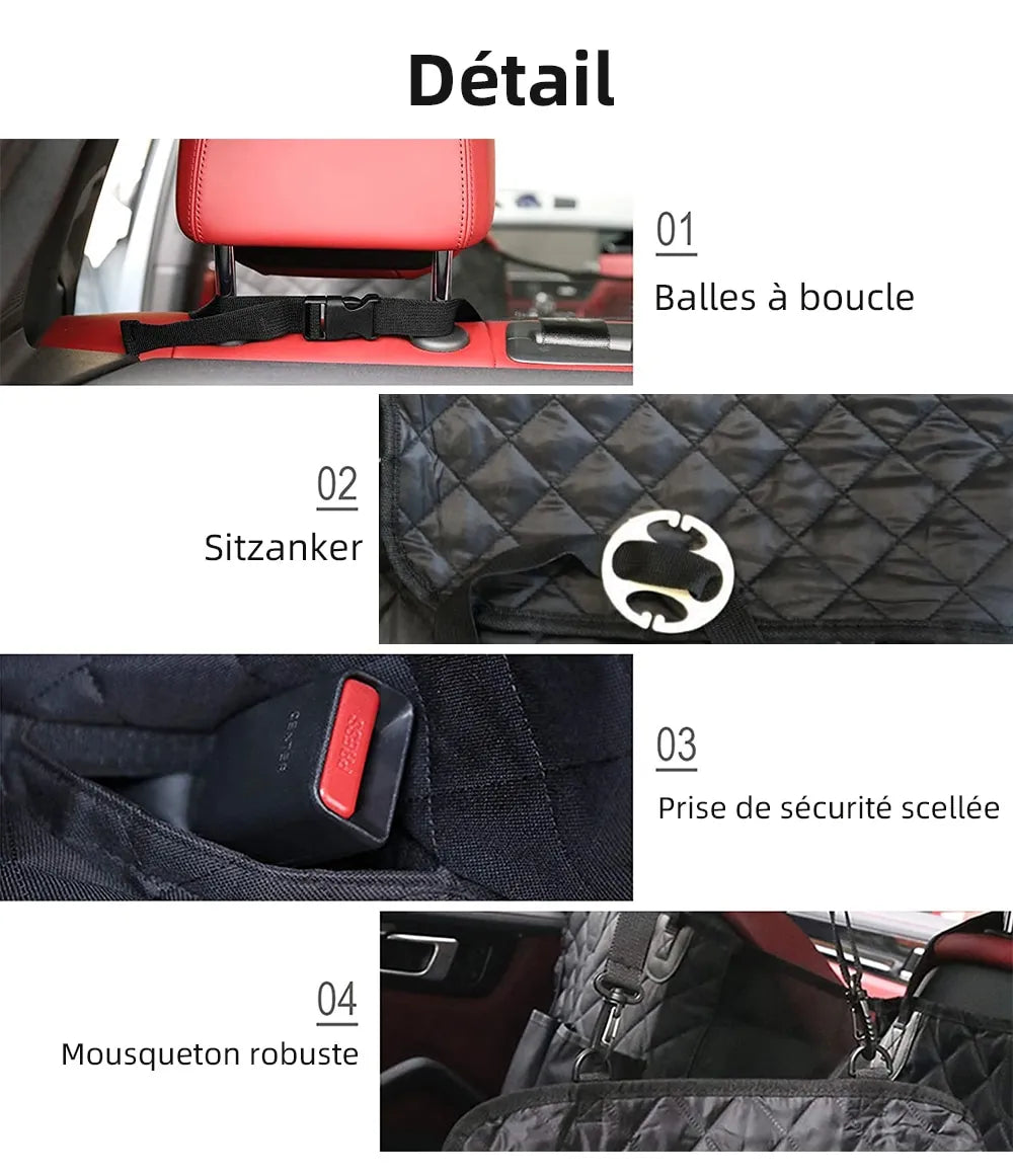 Dog Car Seat Cover Hammock with Mesh Window & Side Pockets