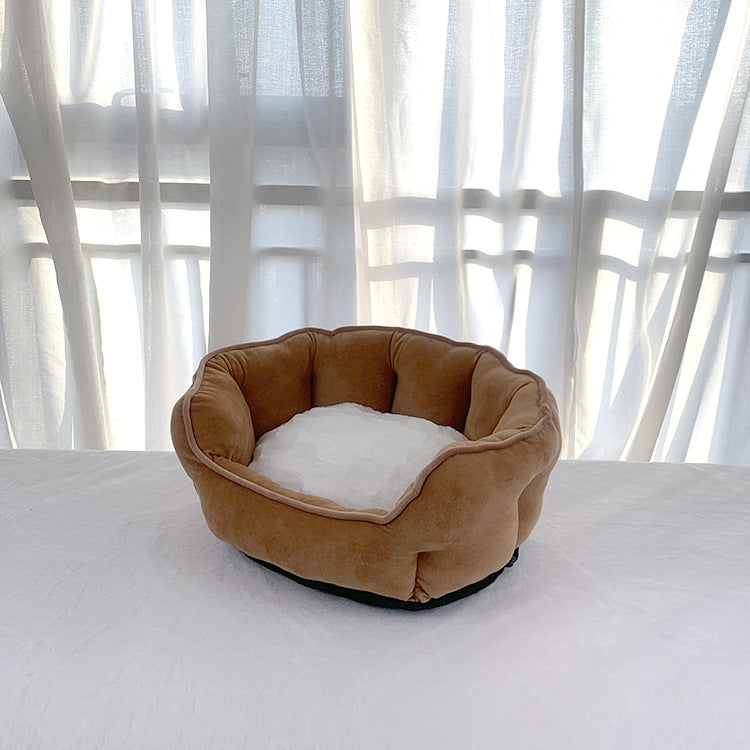 Thickened Plush Shell Pet Bed – Cozy Cave, 55x49x22cm, Dogs & Cats