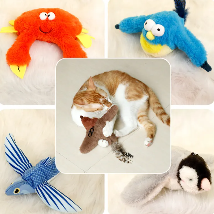 Jump & Chirp Interactive Electric Pet Plush Toy for Cats & Dogs
