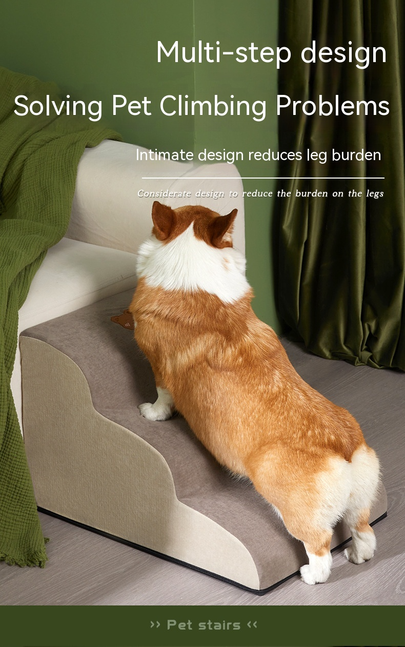 Folding Pet Dog Ramp Stairs — Non-Slip, Washable Cover, 2–4 Sections (3 Configurations)