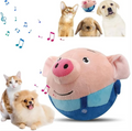 Interactive Squeaky Plush Dog Toy — Motion-Activated, Bouncing & Shaking Pig, 2 Colors