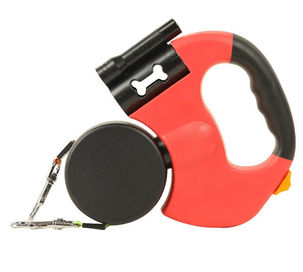 Dual Retractable Dog Leash — Walk 2 Dogs, 3M Tangle-Free, Telescopic with Light, 3 Colors
