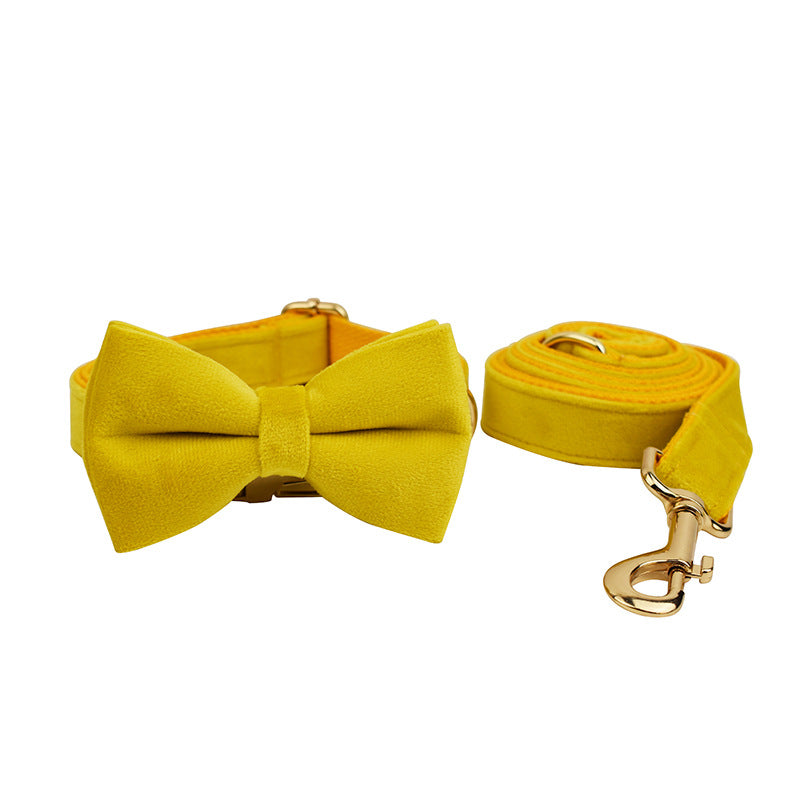 Velvet Pet Collar with Traction Rope