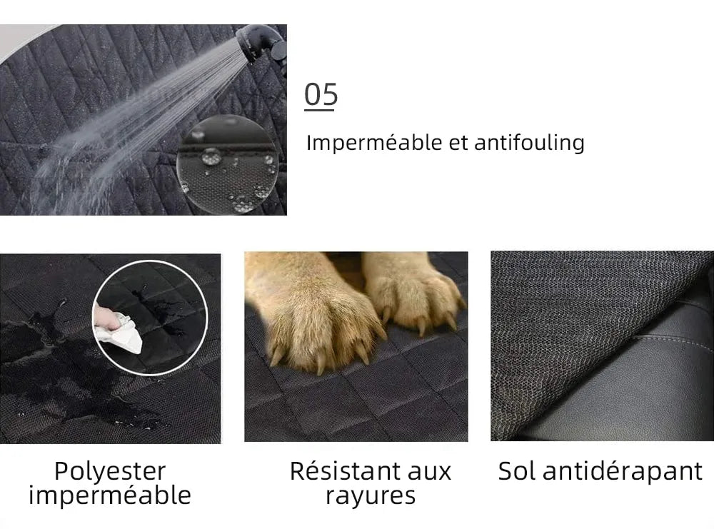 Dog Car Seat Cover Hammock with Mesh Window & Side Pockets