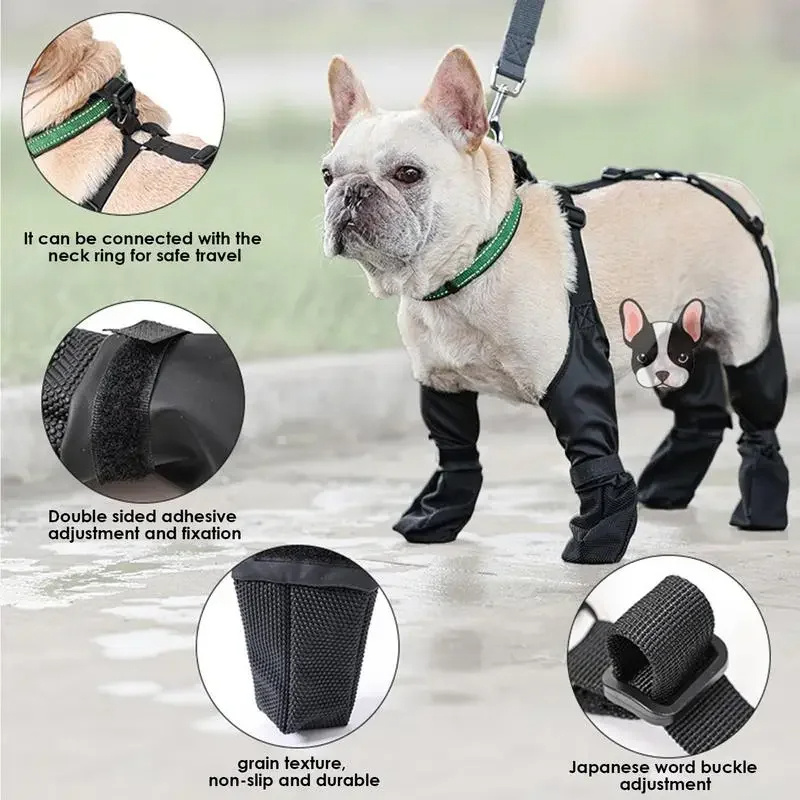 Waterproof Dog Boots — Anti-Slip, Adjustable, Breathable, Sizes S–XXL (Set of 4)