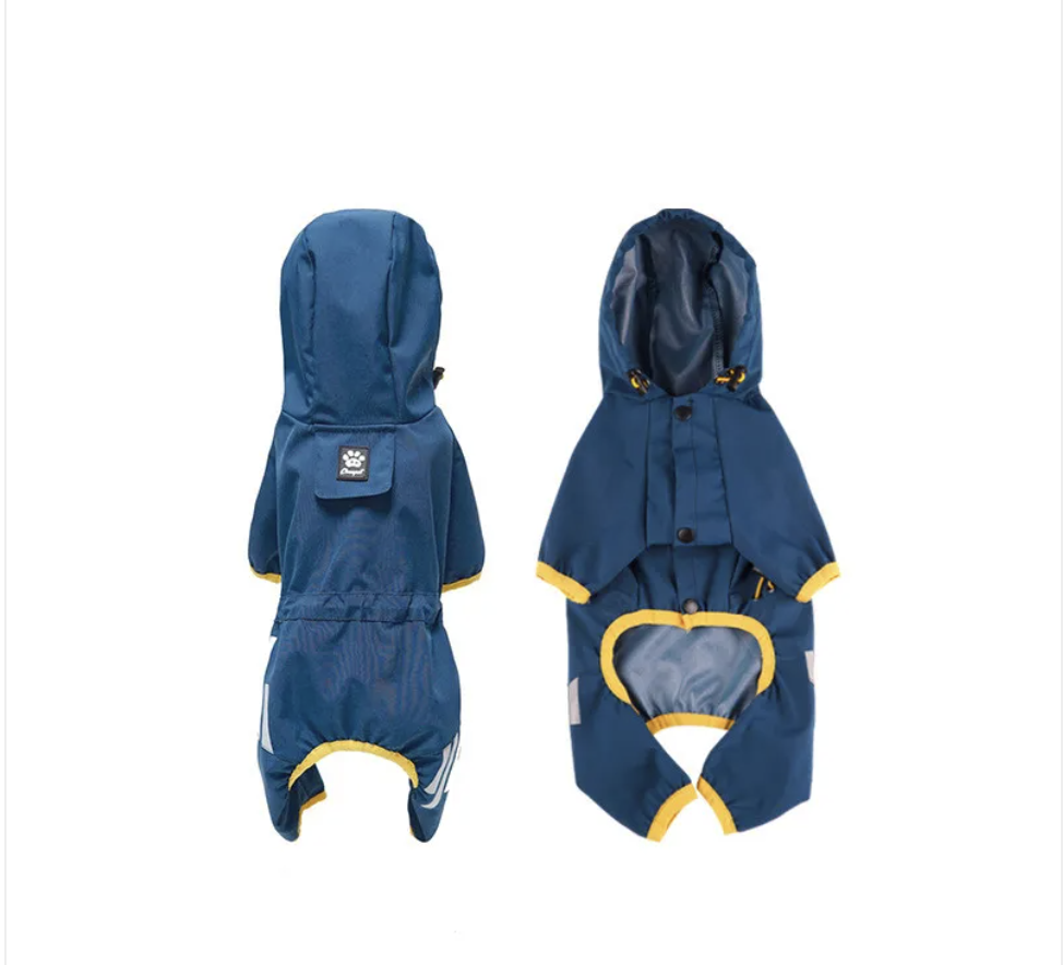 Waterproof Dog Raincoat — Full Coverage, Lightweight Polyester, 3 Colors & 5 Sizes