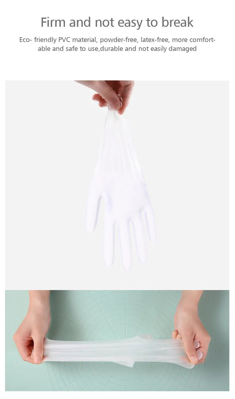 FaSoLa 100pcs Disposable PVC Gloves for Food & Kitchen