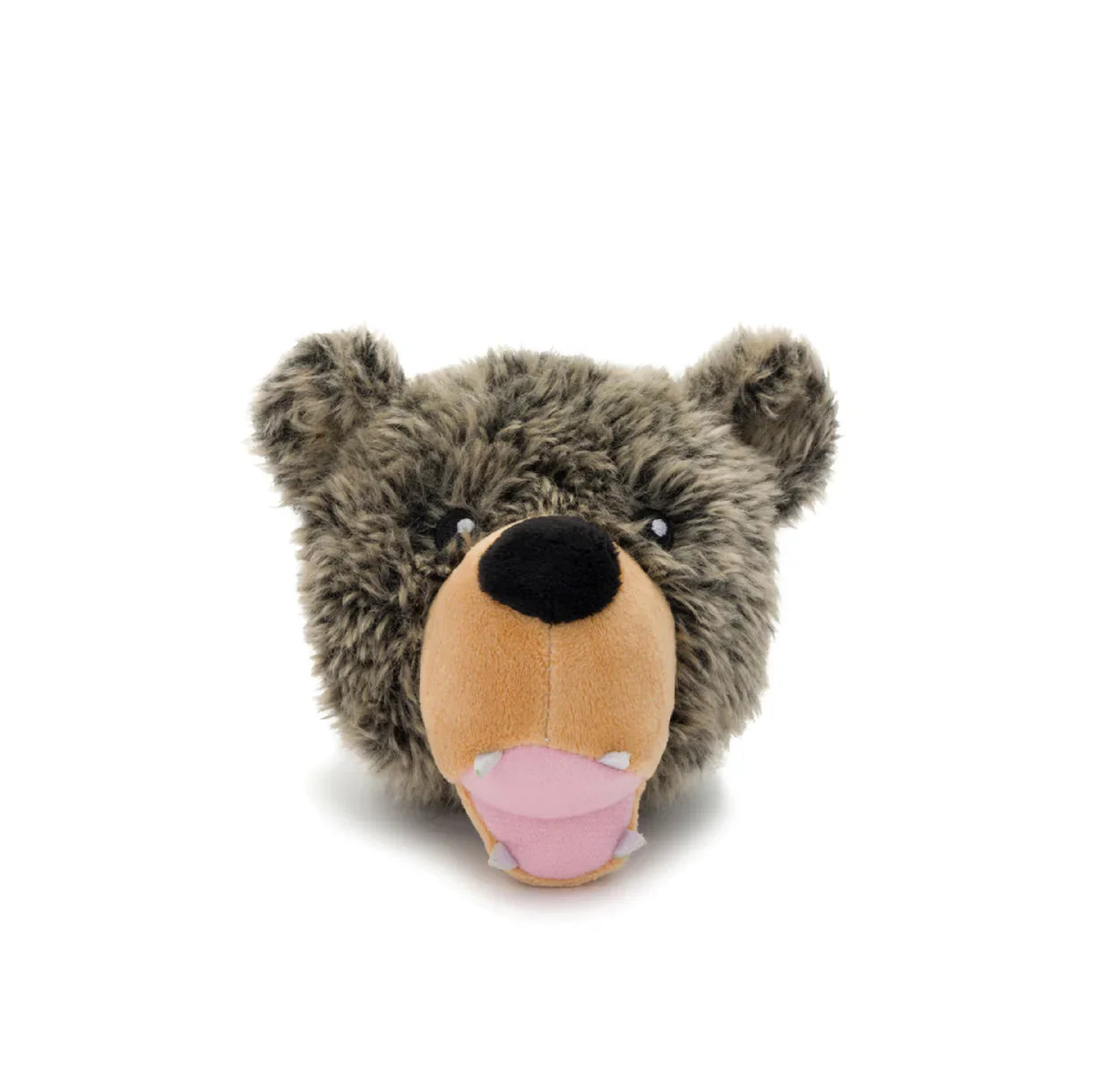 Fabdog Faball Grizzly Brown Dog Toy – Squeaky Plush Ball with Durable TPR Core, Large
