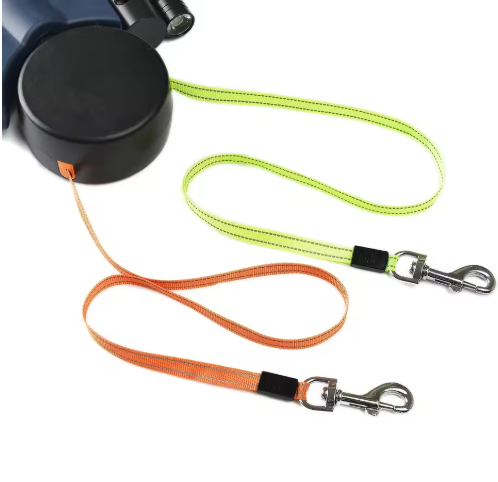 Dual Retractable Dog Leash — Walk 2 Dogs, 3M Tangle-Free, Telescopic with Light, 3 Colors