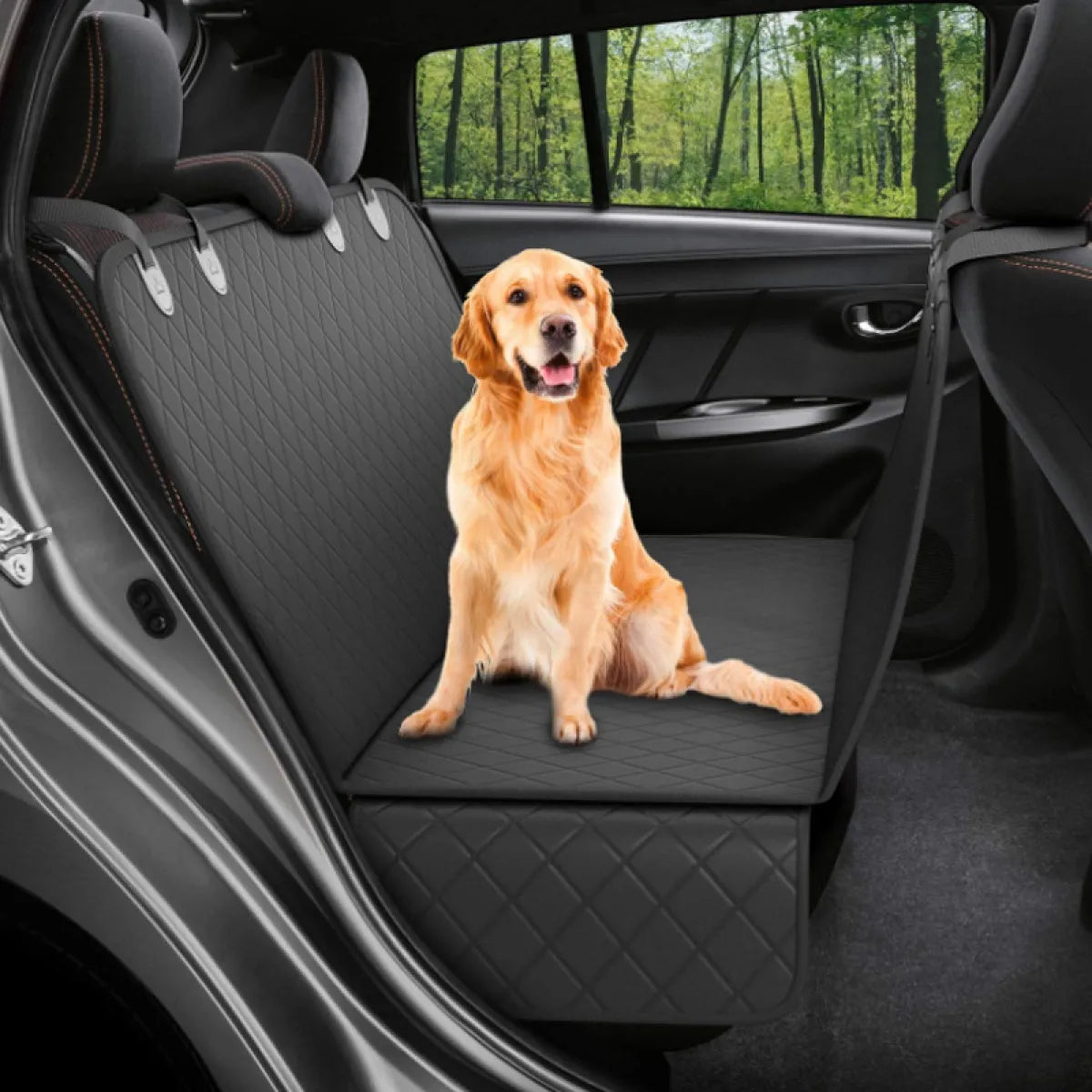 Dog Car Seat Cover Hammock with Mesh Window & Side Pockets