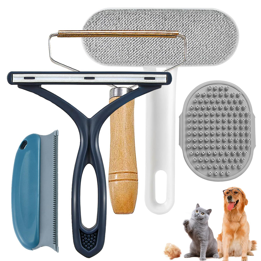 5-Pack Pet Hair Removal Set – Reusable Carpet Rake & Multi-Surface Fur Remover for Furniture