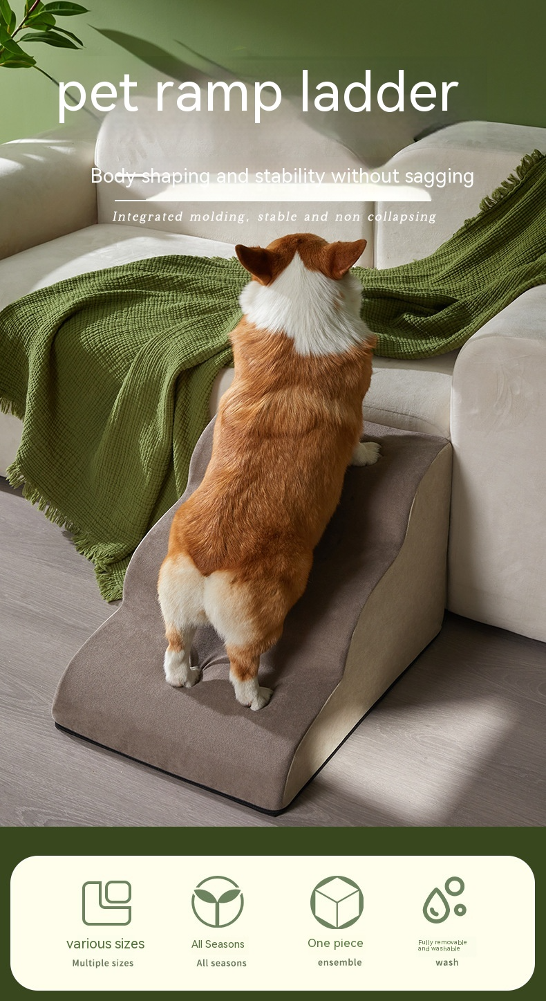 Folding Pet Dog Ramp Stairs — Non-Slip, Washable Cover, 2–4 Sections (3 Configurations)