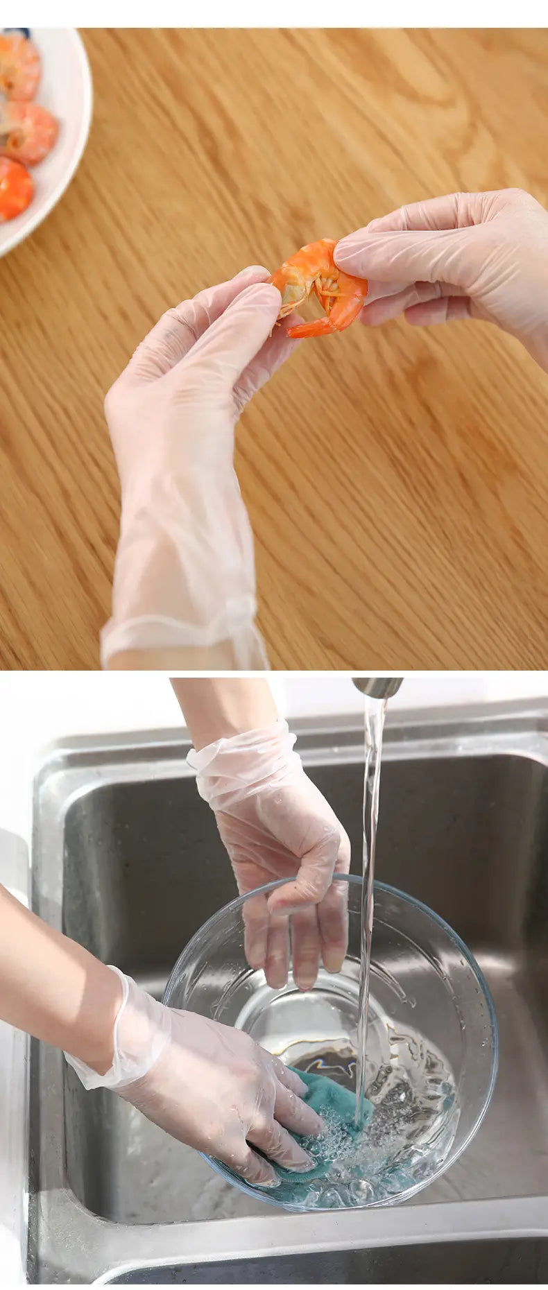 FaSoLa 100pcs Disposable PVC Gloves for Food & Kitchen