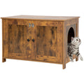 Hidden Cat Litter Box Enclosure – Wooden Furniture Cabinet with Removable Divider