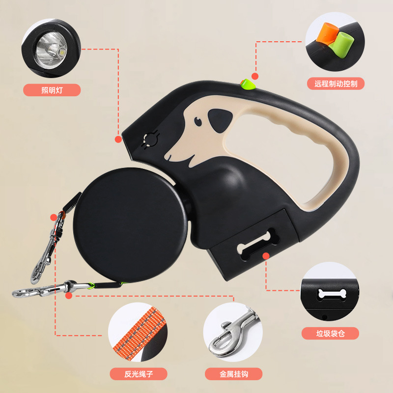 Dual Retractable Dog Leash — Walk 2 Dogs at Once, 4 Colors, Tangle-Free (Bags & Boxed)