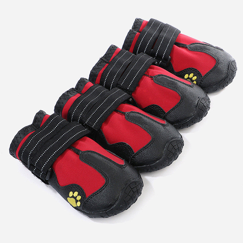 Waterproof Rubber Dog Boots — Non-Slip, All-Weather Paw Protection, Black & Red, Sizes 1–8