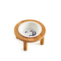 Round Bamboo Cat Bowl for Food and Water - Pet Supplies