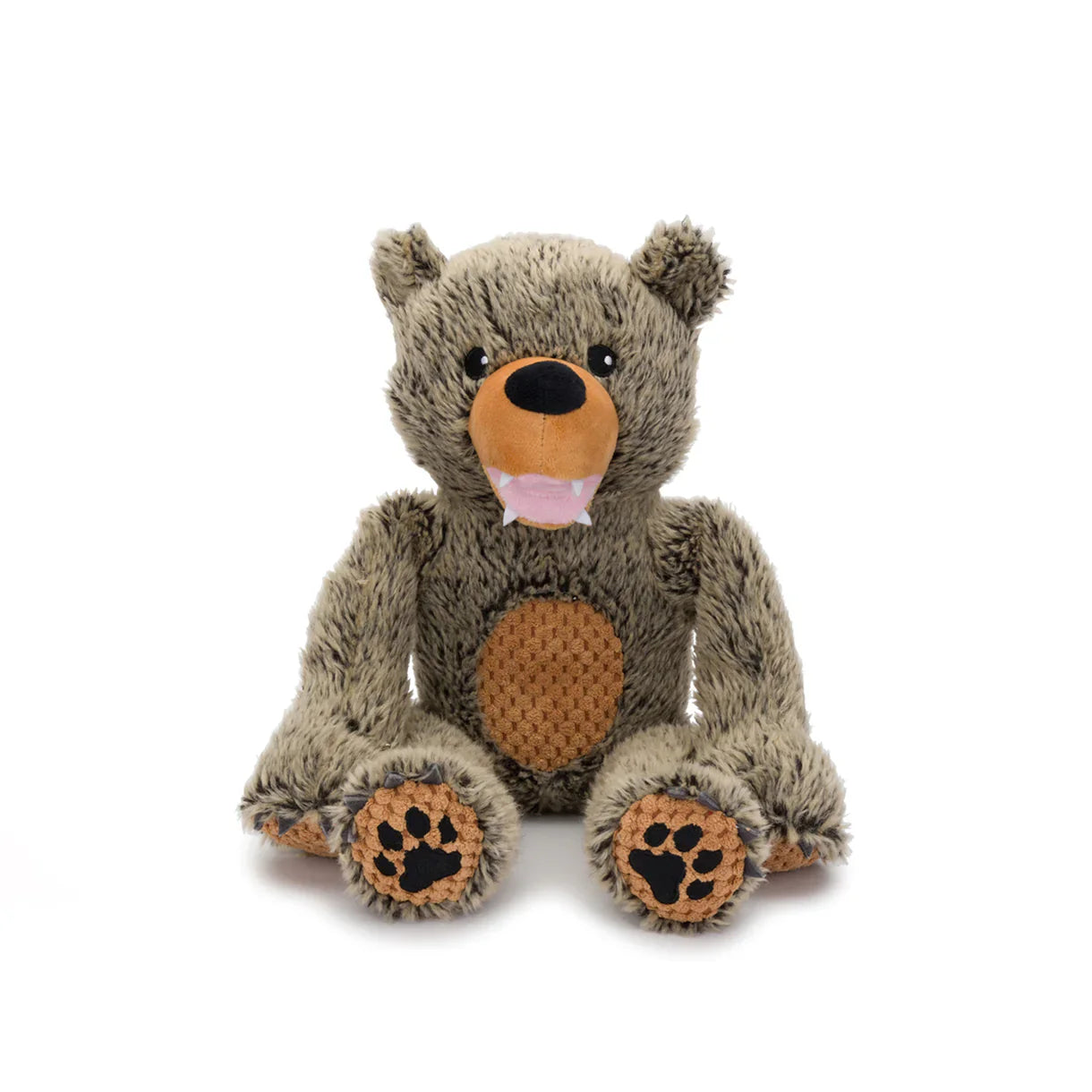 Fabdog Floppy Grizzly Bear Brown Dog Toy – Multi-Squeaker Plush, Small & Large
