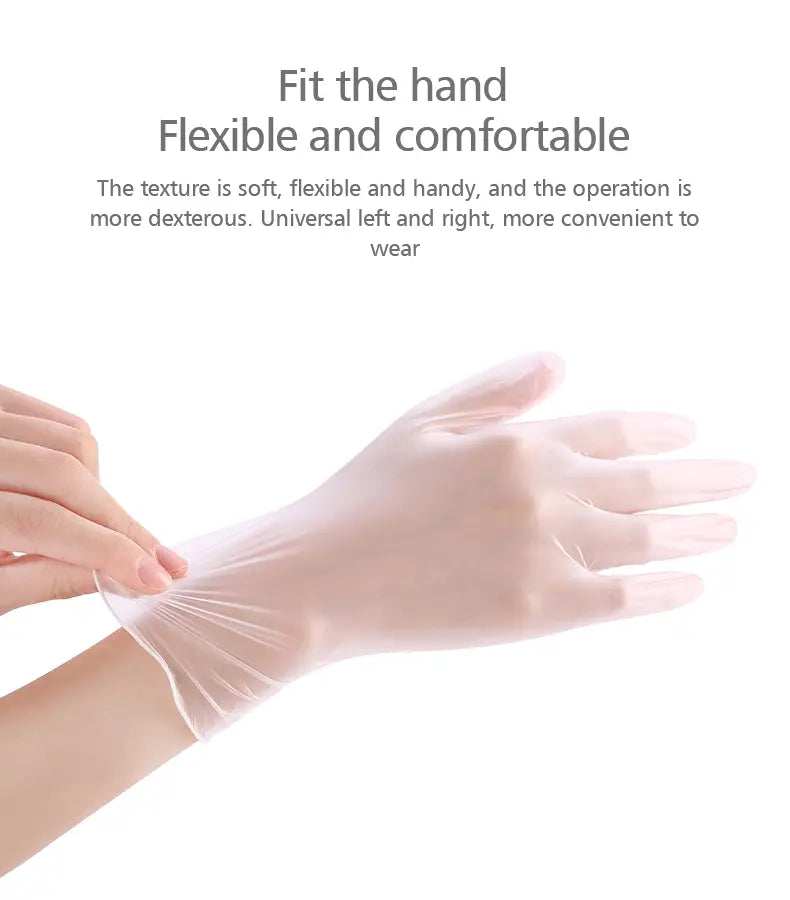 FaSoLa 100pcs Disposable PVC Gloves for Food & Kitchen