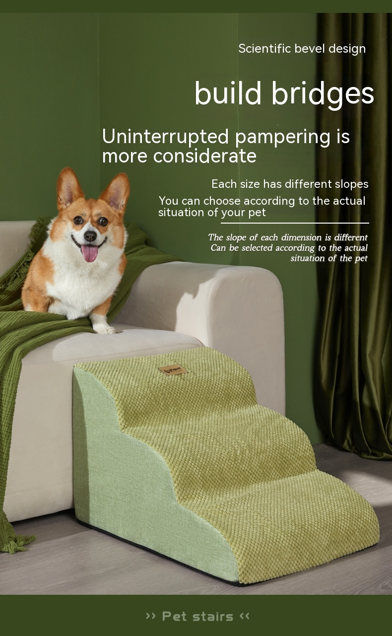 Folding Pet Dog Ramp Stairs — Non-Slip, Washable Cover, 2–4 Sections (3 Configurations)