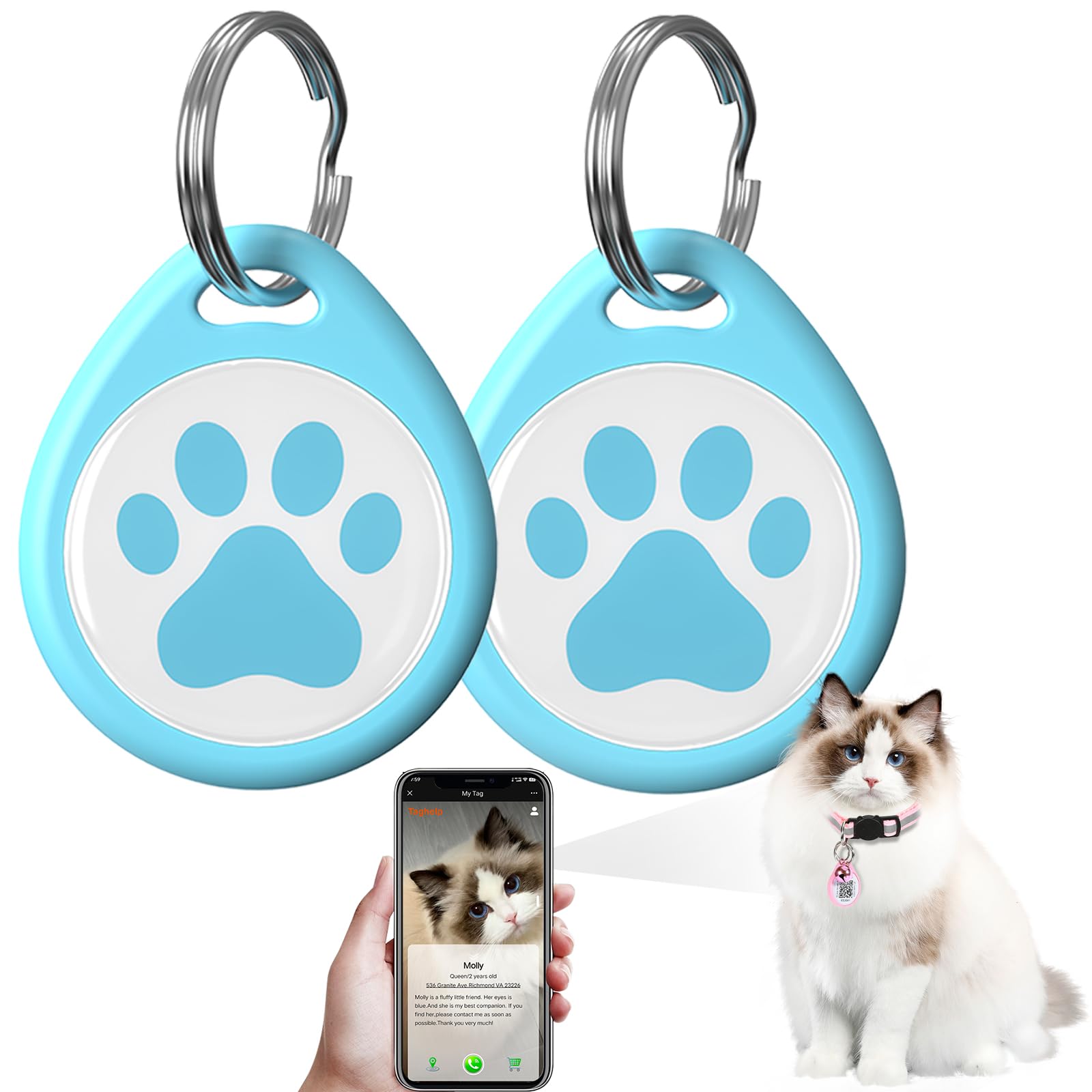 2-Pack QR Code Pet ID Tags for Cats & Dogs – No App, No Subscription