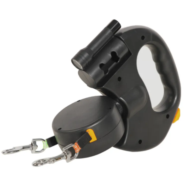 Dual Retractable Dog Leash — Walk 2 Dogs, 3M Tangle-Free, Telescopic with Light, 3 Colors