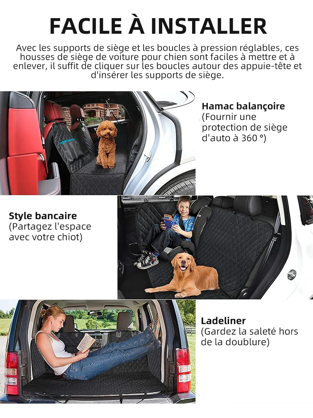 Dog Car Seat Cover Hammock with Mesh Window & Side Pockets