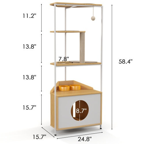 Cat Apartment with Feeding Station & Climbing Platform – Indoor Cat Furniture