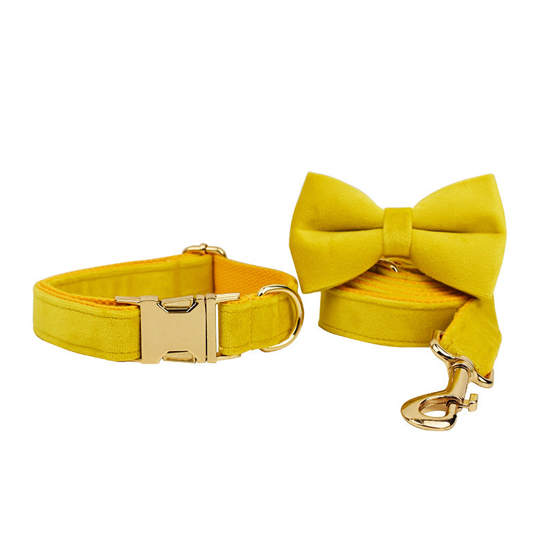 Velvet Pet Collar with Traction Rope