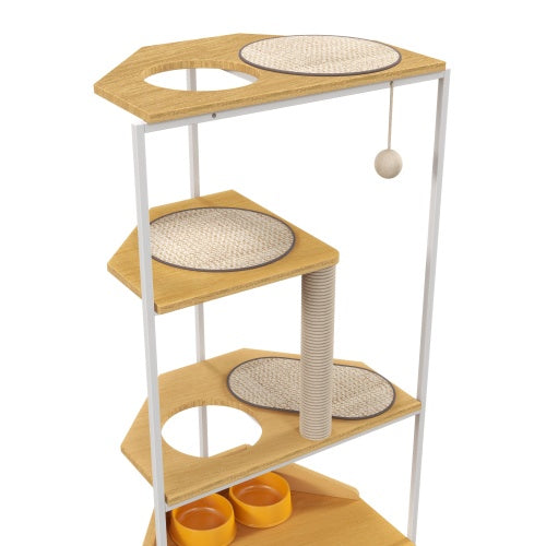 Cat Apartment with Feeding Station & Climbing Platform – Indoor Cat Furniture