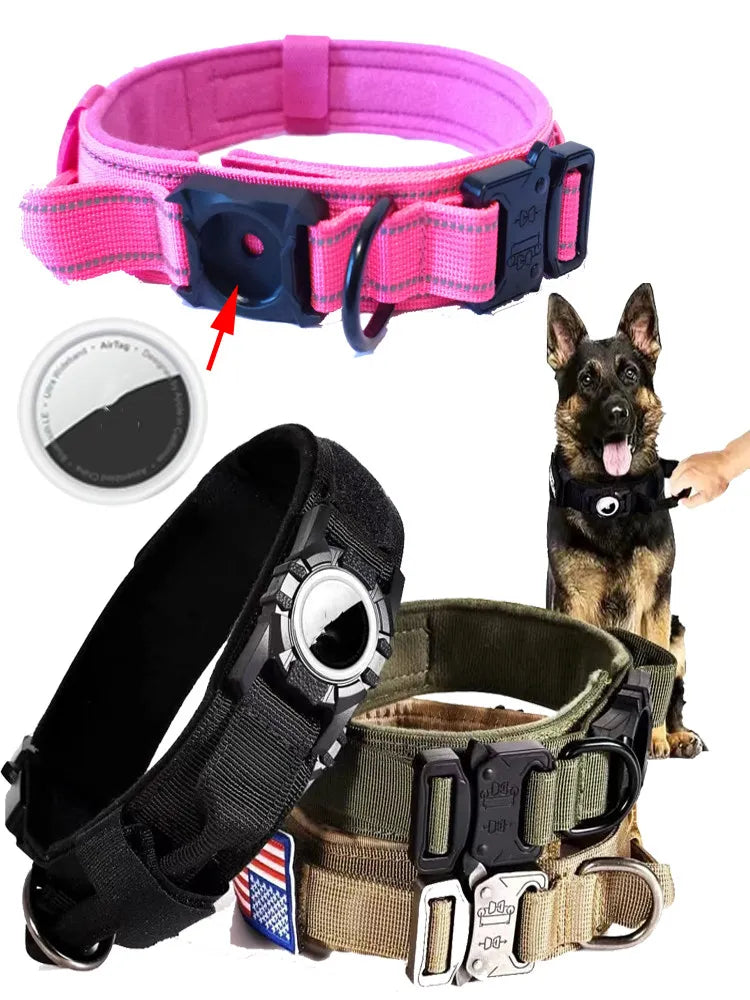 AirTag Dog Collar — Adjustable, Durable Polyester, 4 Colors & 3 Sizes (M, L, XL)