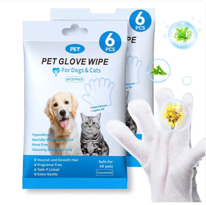 Pet Cleaning Gloves & Wipes — Disposable Grooming Essentials for Dogs & Cats (9 Types)