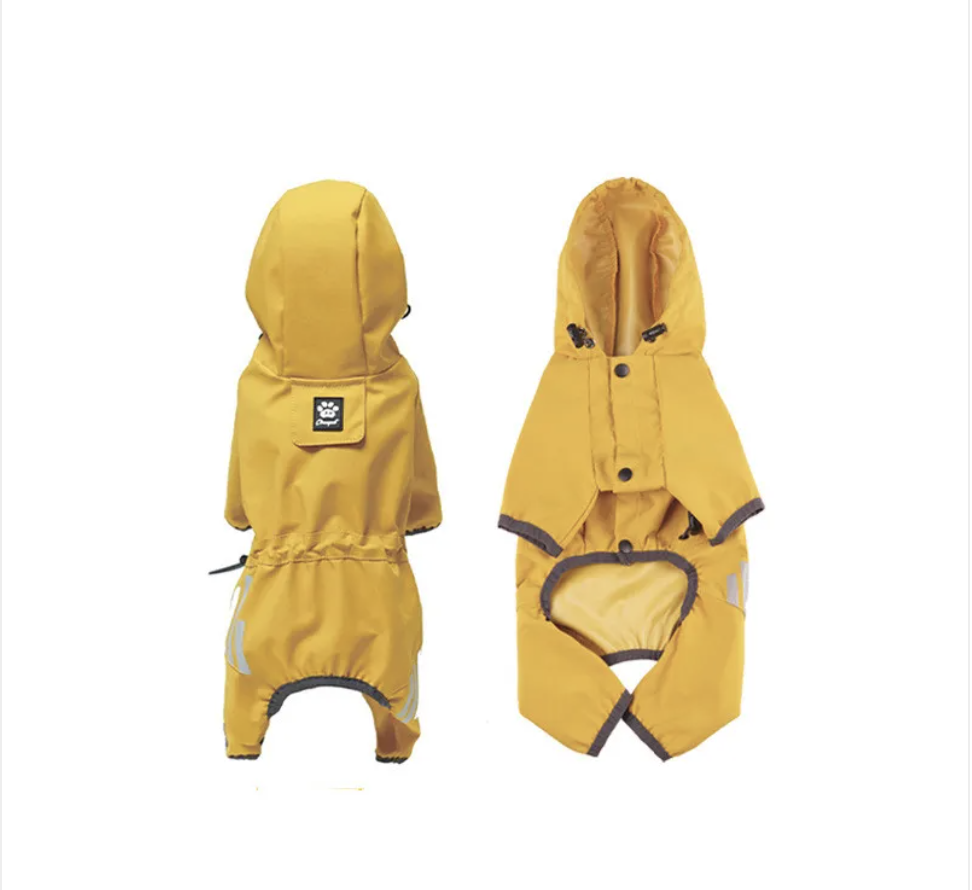 Waterproof Dog Raincoat — Full Coverage, Lightweight Polyester, 3 Colors & 5 Sizes