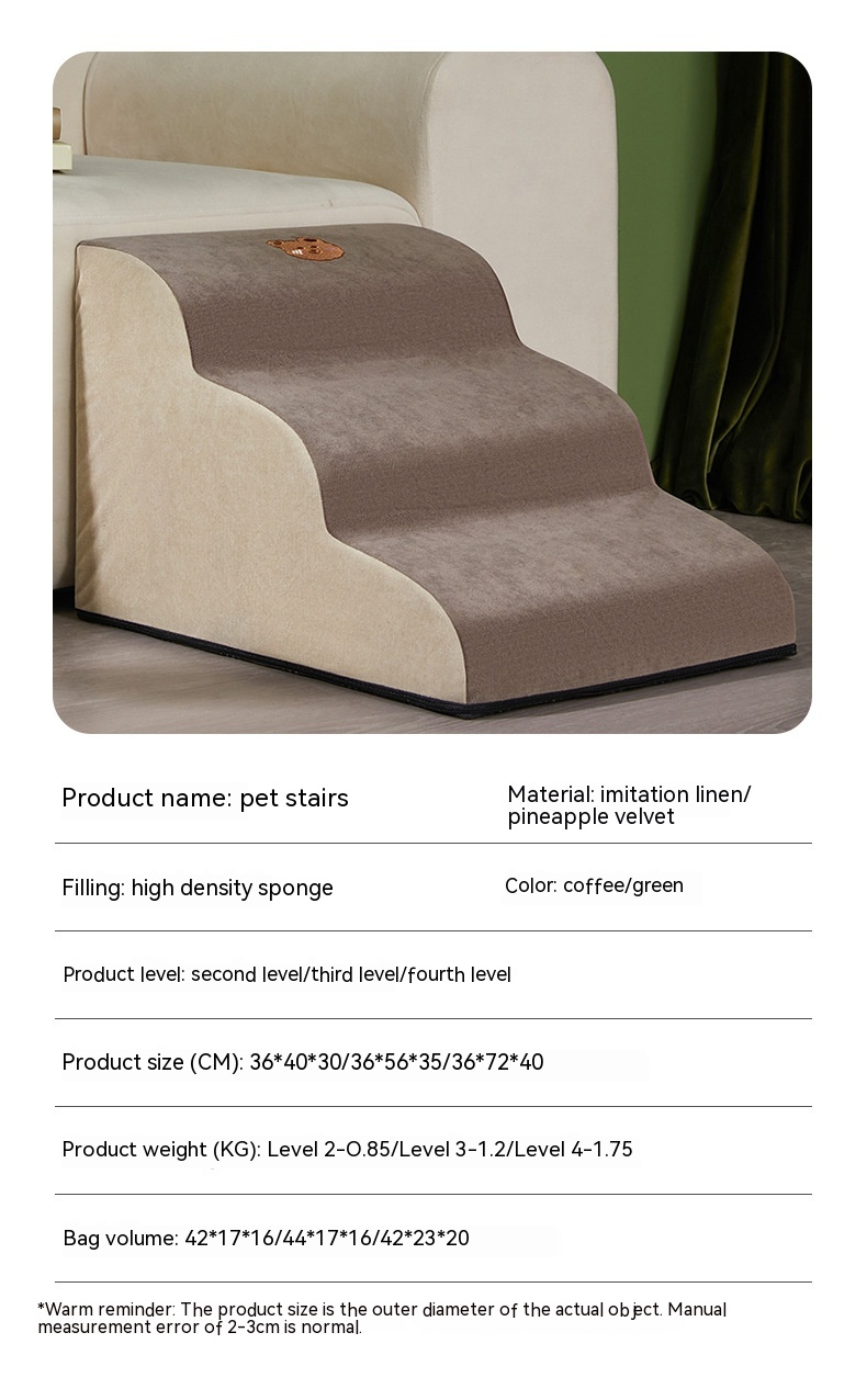 Folding Pet Dog Ramp Stairs — Non-Slip, Washable Cover, 2–4 Sections (3 Configurations)